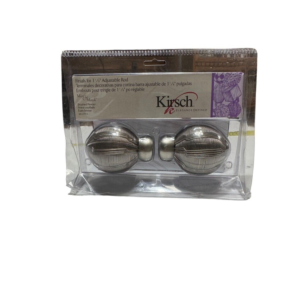 Kirsch Finials For 1 3/8” Adjustable Rod‎ Brushed Pewter 3631753 - 1 Pair
